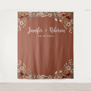 Tenture Terracotta Minuscule Mariage Fleur sauvage Backdro