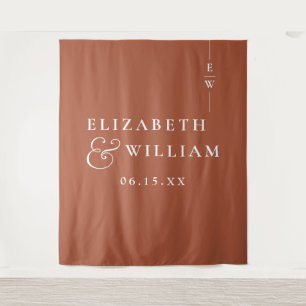 Tenture Terracotta Monogramme Mariage Photo fond