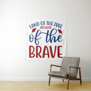 Tenture Terre des libres grâce aux courageux rouge bleu