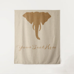 Tenture Tête d'éléphant marron chic safari rustique jungle