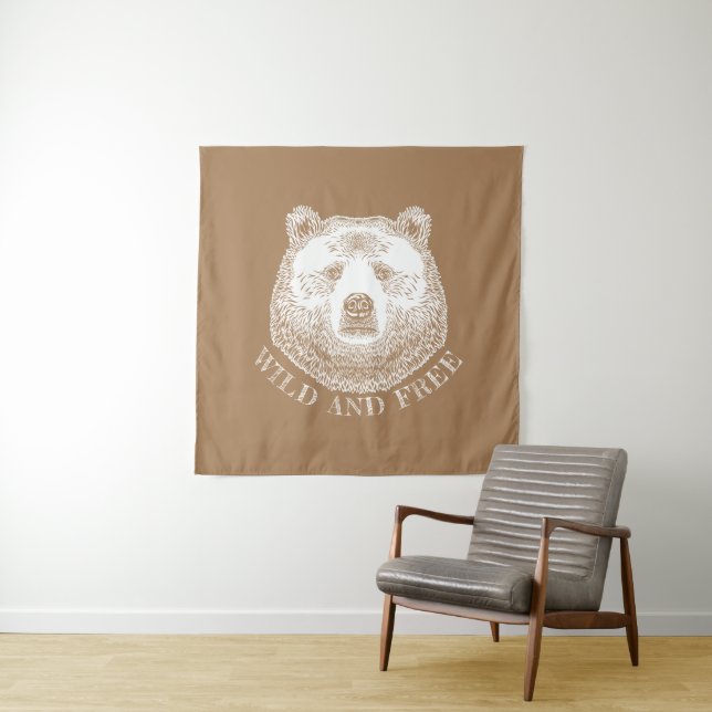 Tenture Tête D'Ours, Sauvage Et Libre, Illustration Dessin (En situation)