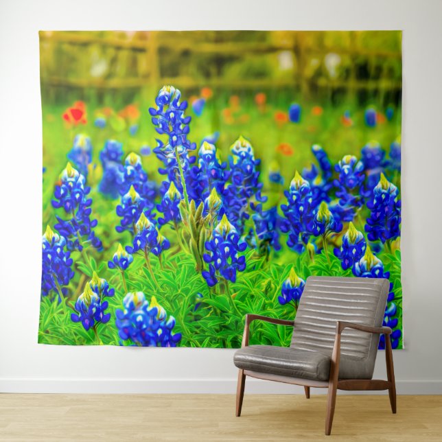 Tenture Texas Bluebonnets Hill Country Fine Art (En situation (horizontale))