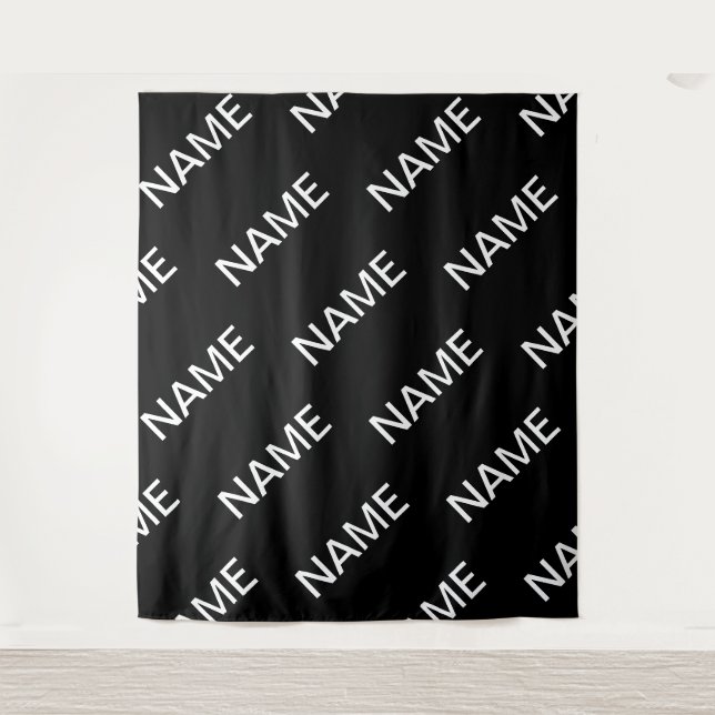 Tenture Texte personnalisable | Bold Modern Black & White (Devant)