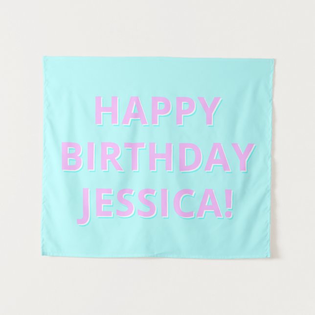 Tenture Texte personnalisable Joyeux Anniversaire à tout n (Devant (Horizontal))