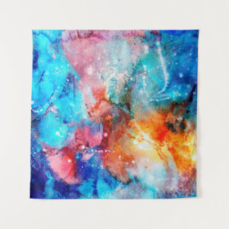 Tenture Texture Abstraite faite à la main. Bleu marbré et 