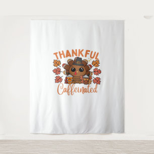 Tenture Thankful Et Caffeiné Drôle Thanksgiving Café