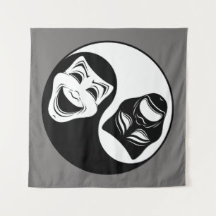 Tenture Théâtre Yin Yang Design - Masques de comédie et de