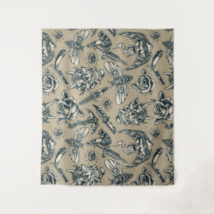 Tenture Thème de tatouage rétro