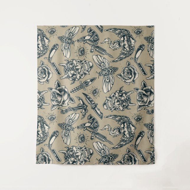 Tenture Thème de tatouage rétro (Devant)