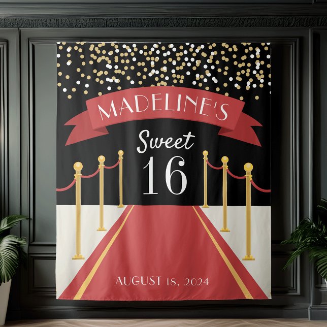 Tenture Thème Tapis Rouge Personnalisé pour Sweet 16 Toile (Créateur téléchargé)