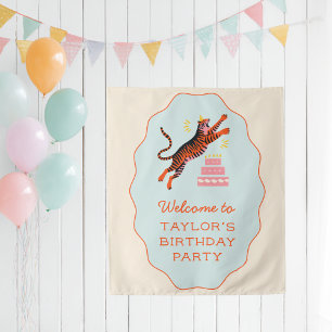 Tenture Tiger Party Animaux Anniversaires de enfants Bienv