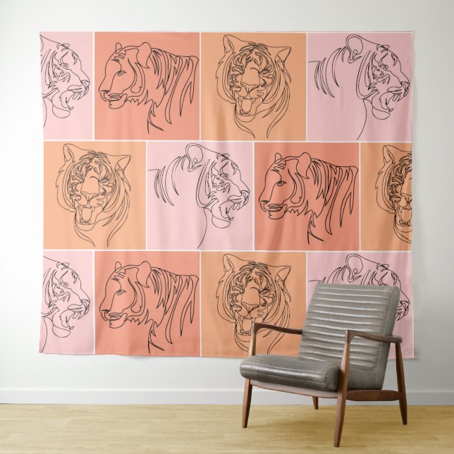 Tenture Tigre Abstrait (En situation (horizontale))
