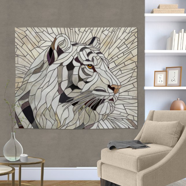 Tenture Tigre blanc - Art numérique en mosaïque de verre t (Créateur téléchargé)
