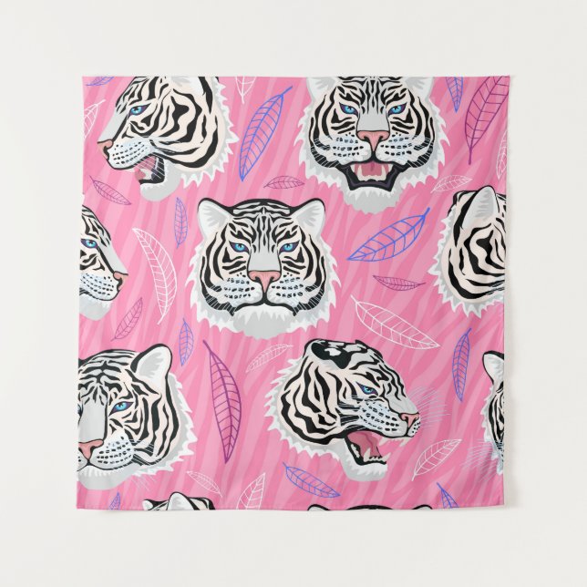 Tenture Tigre blanc : Jungle Motif de la forêt tropicale (Devant)