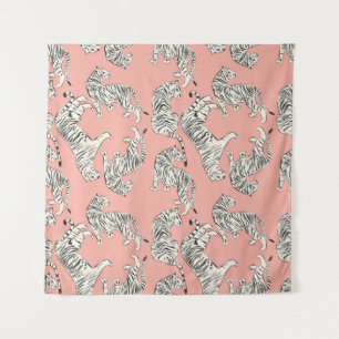 Tenture Tigre dessiné à la main sans couture motif, gros c