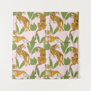 Tenture Tigre dessiné à la main sans couture motif, gros c