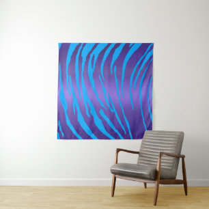 Tenture Tigre métallique rayures bleu pourpre
