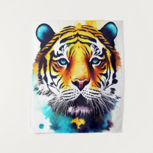 Tenture Tigre Sauvage Nature Animal Couleur Art Peinture