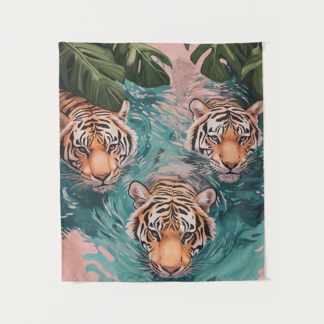 Tenture Tigres dans l'aventure aquatique (Devant)