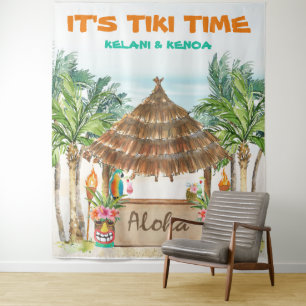 Tenture Tiki Luau   Bar Tiki de la Plage Tropicale