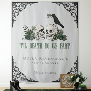 Tenture Til Death Green M. et Mme Skulls Roses verts