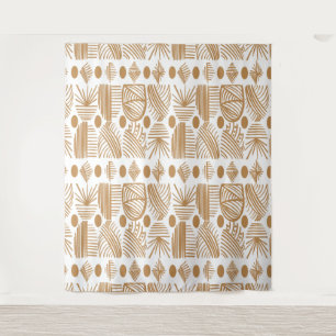 Tenture Tissu de la tribu des Caraïbes : blanc, or
