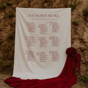 Tenture Tissu de plan de table de mariage crème et bordeau