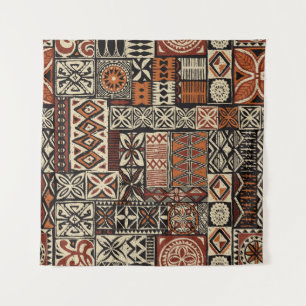 Tenture Tissu tribal abstrait de style hawaïen tapa