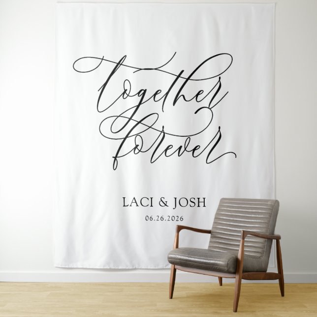 Tenture Together Forever Wedding Backdrop Banner (88x104)  (En situation)