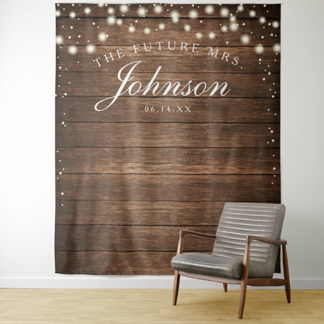 Tenture Toile de fond en bois rustique - Future Mrs (En situation)
