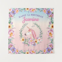 Toile de fond florale magique de licorne et