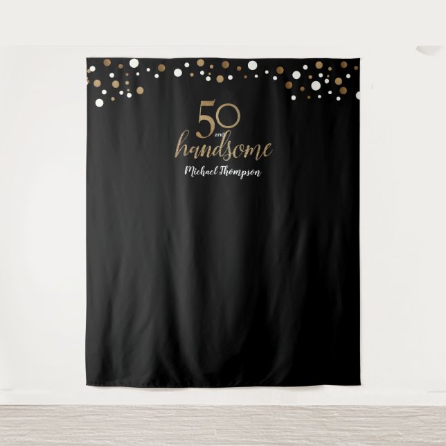 Tenture Toile de fond noire et or pour 50e anniversaire '5 (Devant)