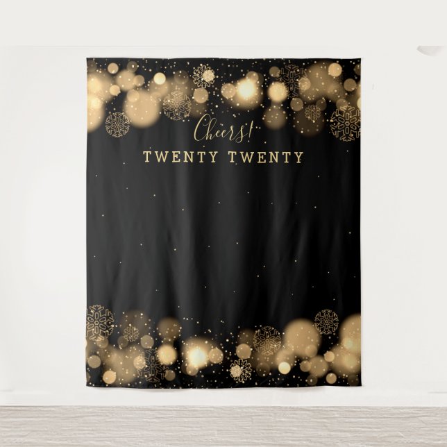 Tenture Toile de fond Nouvel An Or Hiver Enchanté (Devant)