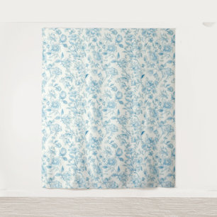 Tenture Toile de jouy chinoiseries françaises pivoines flo