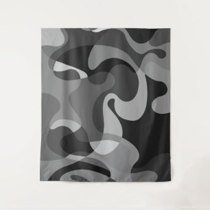 Tenture Tons gris abstrait tourbillonnant formes biologiqu