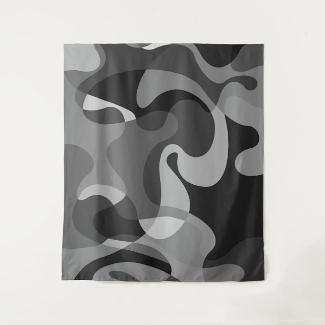 Tenture Tons gris abstrait tourbillonnant formes biologiqu (Devant)