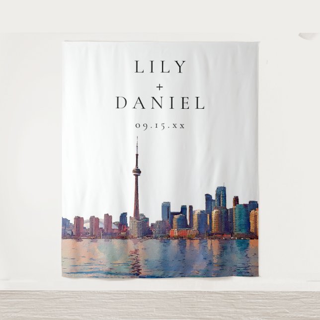 Tenture Toronto Skyline Wedding Photo Backdrop (Devant)