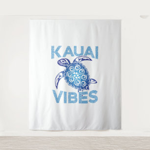 Tenture Tortue bleu polynésienne de mer Tribal Kauai Vibes