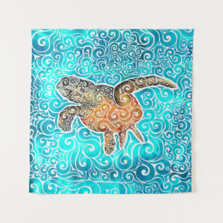 Tenture Tortue marine tourbillonnant