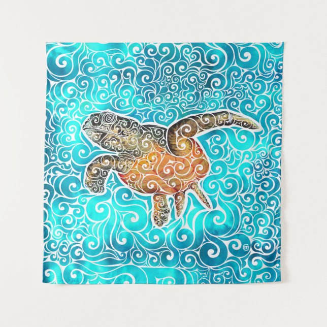 Tenture Tortue marine tourbillonnant (Devant)