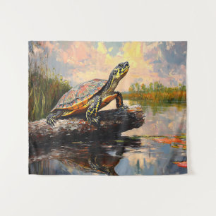 Tenture Tortue mignonne sur un rondelle Everglades peintur