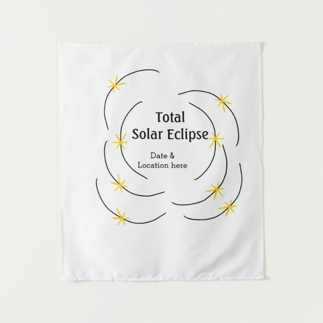 Tenture Total éclipse solaire ajouter la date emplacement  (Devant)