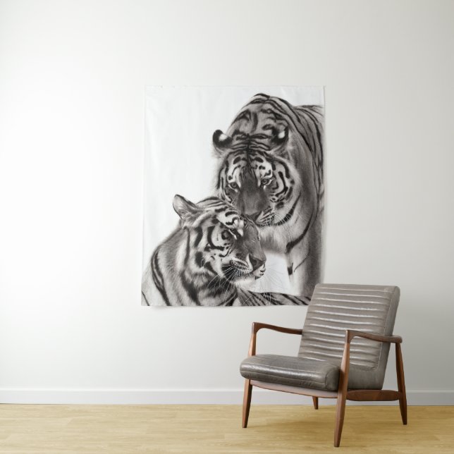 Tenture Touch - Oeuvre originale de tigre peinte à la main (En situation)