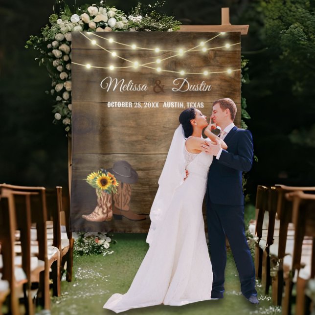 Tenture Tournesol cowboy rustique Mariage de l'Ouest Conte (Rustic Cowboy Sunflower Western Wedding Backdrop)