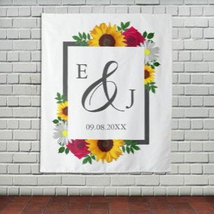 Tenture Tournesol Rose Daisy Floral Automne Mariage
