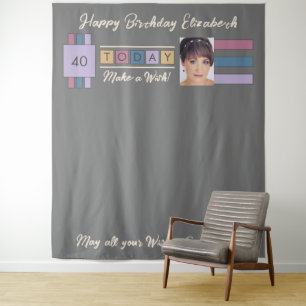 Tenture Toute fête d'anniversaire d'âge brun gris