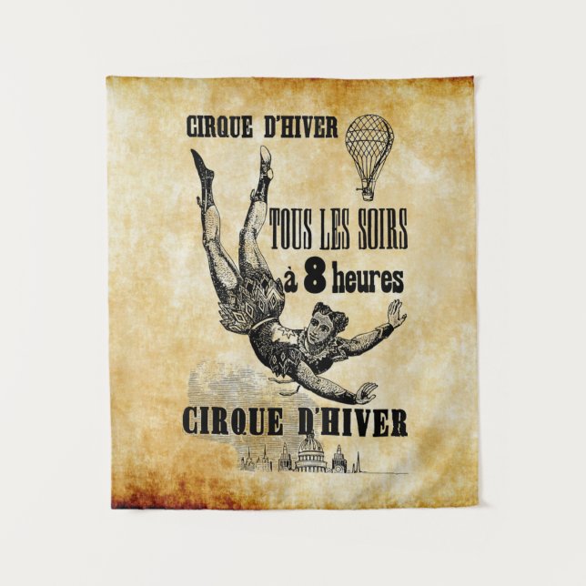 Tenture Trapèze volant Acrobat du Cirque de France Art Vin (Devant)