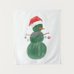 Tenture Très un bonhomme de neige de Noël de cactus