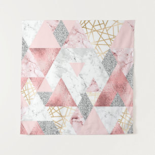Tenture Triangles d'argent d'or géométrique, motif en marb