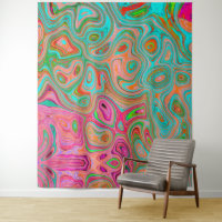 Trippy Retro Orange et Aqua Super Art Abstrait